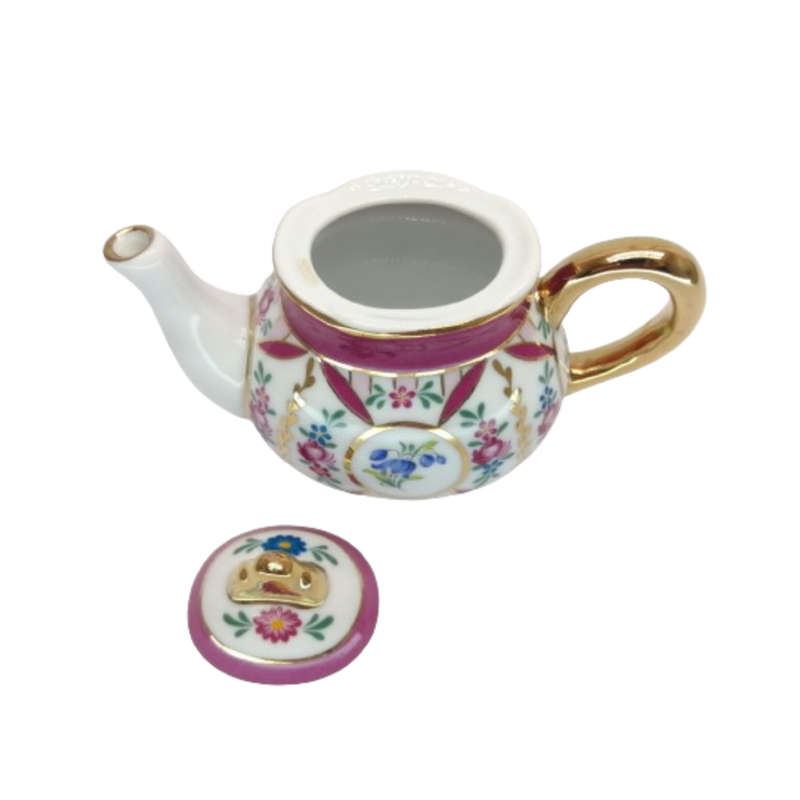 Pretty Miniature Teapot pink and gold detail