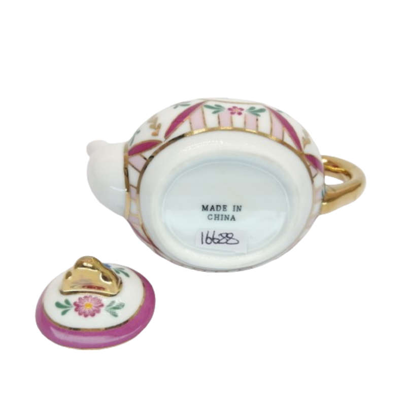 Pretty Miniature Teapot pink and gold detail