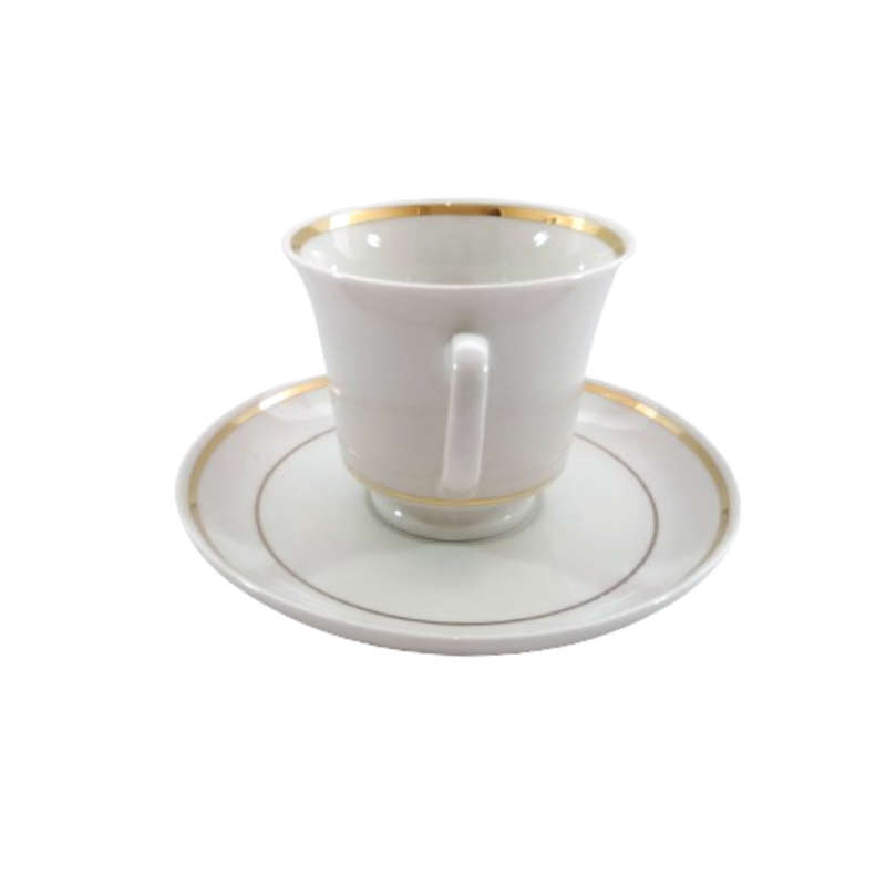 Continental China Trio Crisp white with a gold trim.