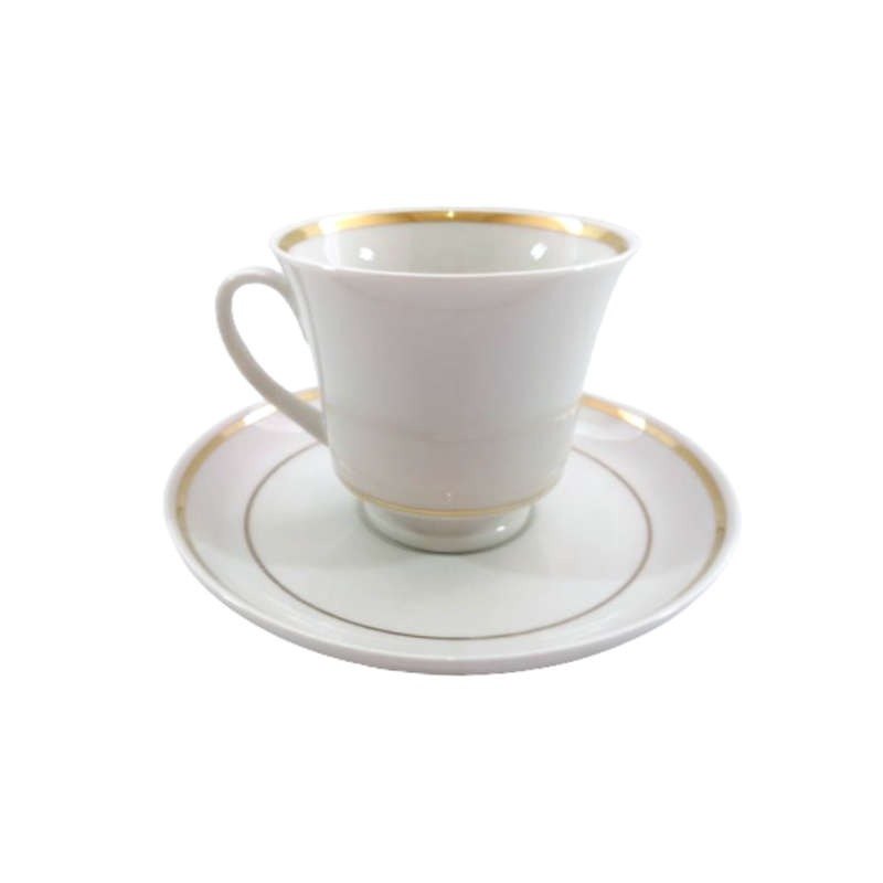 Continental China Trio Crisp white with a gold trim.