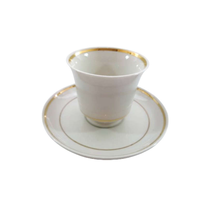 Continental China Trio Crisp white with a gold trim.