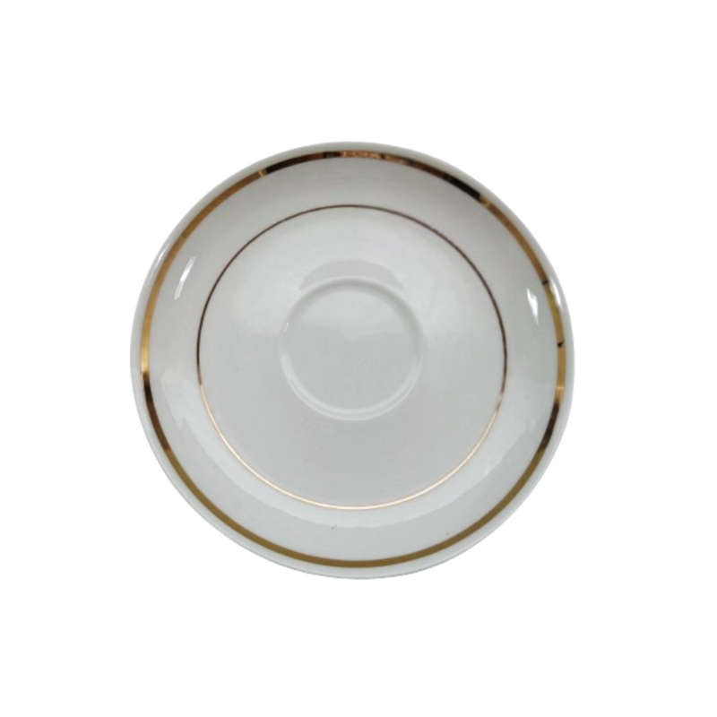 Continental China Trio Crisp white with a gold trim.