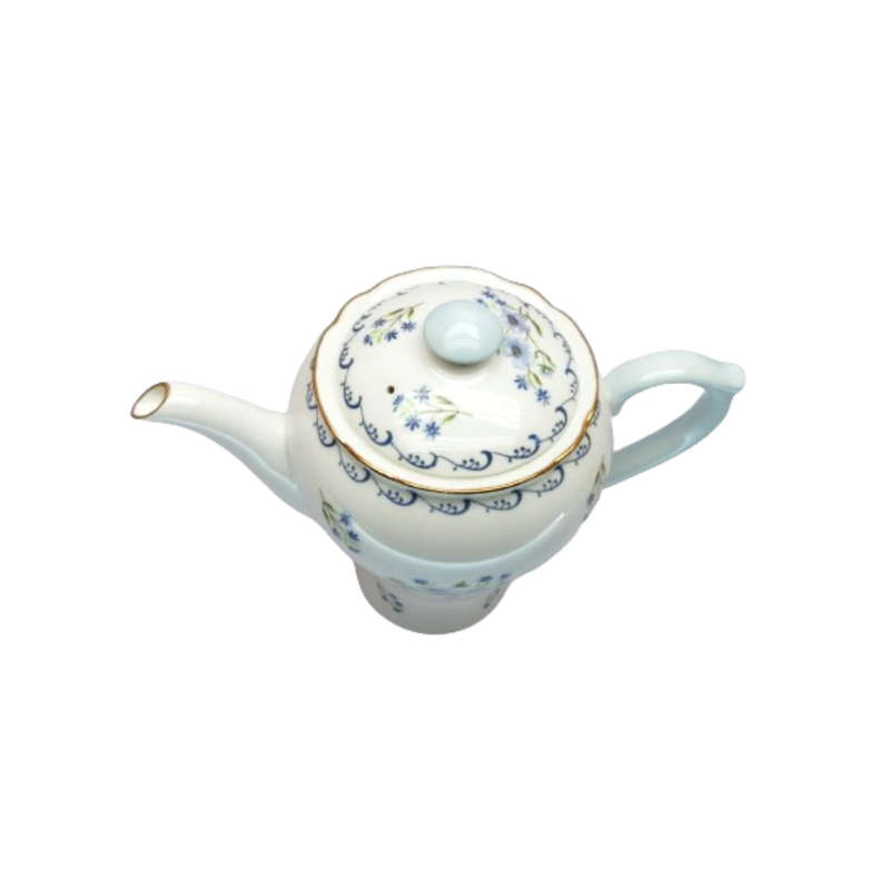 Shelley Coffee Pot white with blue flowers Blue Rock