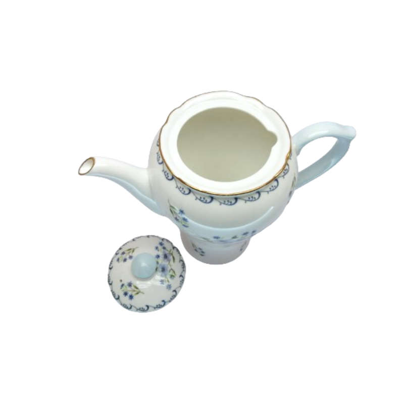 Shelley Coffee Pot white with blue flowers Blue Rock