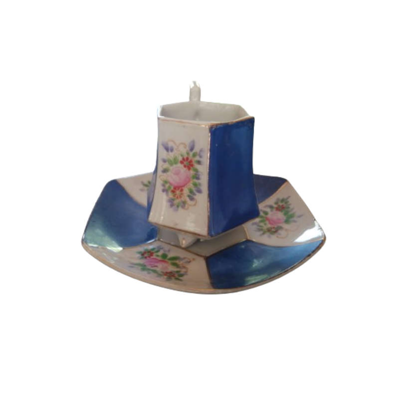 Vintage Japanese  hand painted miniature tea cup and saucer set