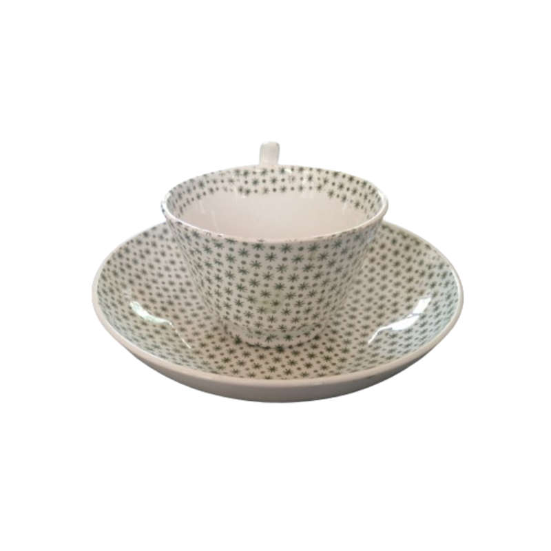 Copland & Garrett Green Stars Cup and Saucer Duo Set