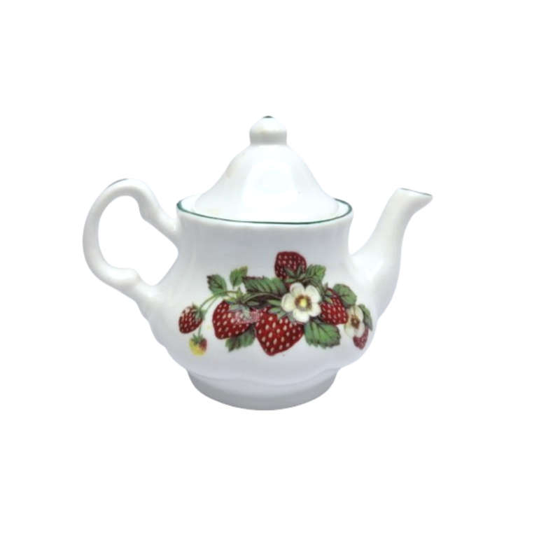 G.L.M. Staffordshire  Miniature Tea Pot with Strawberry Design