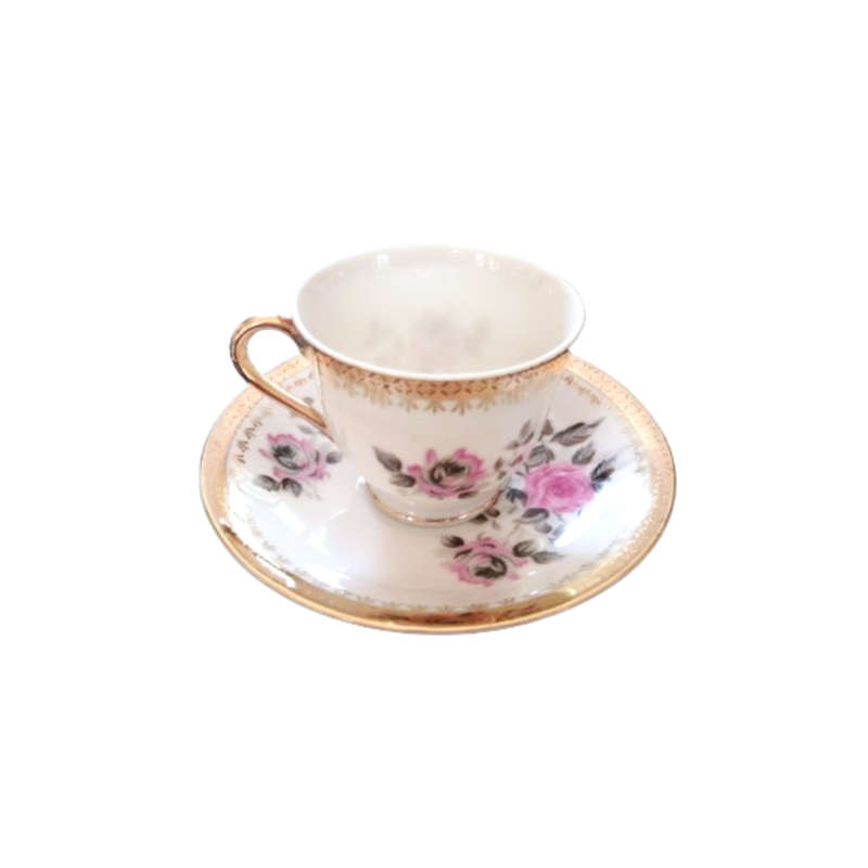 English Fine Bone China Rose Cup and Saucer Duo