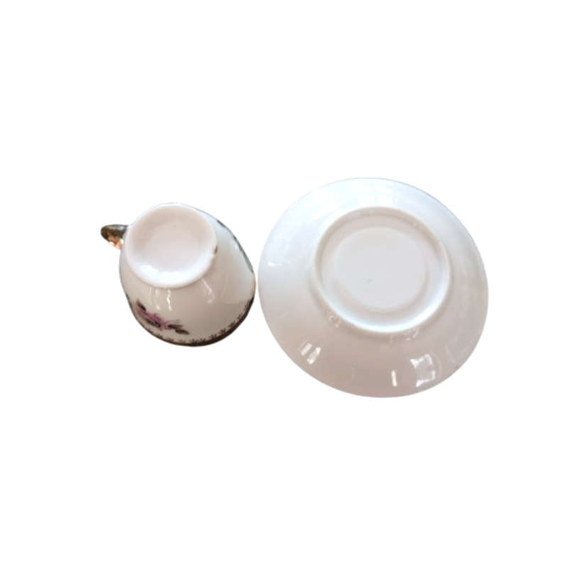 English Fine Bone China Rose Cup and Saucer Duo
