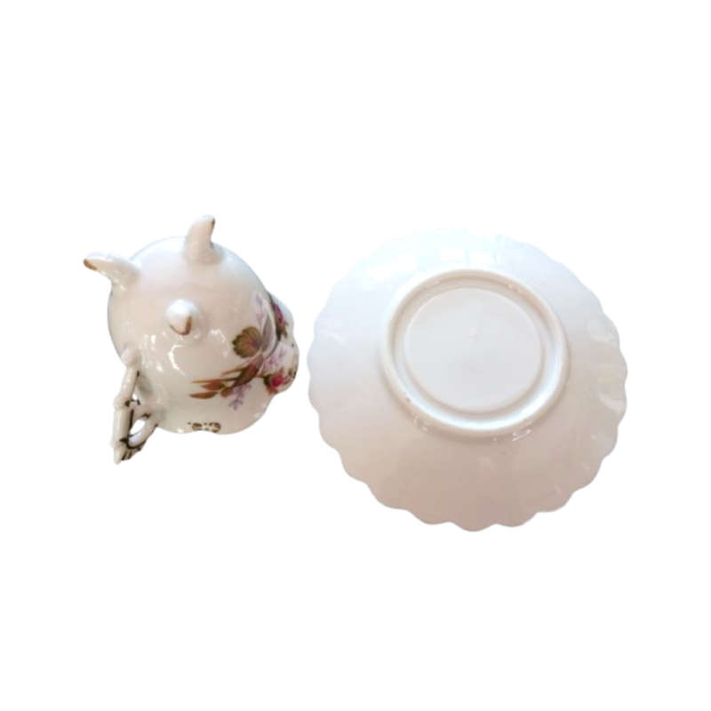 English Fine Bone China Rose Footed Cup and Saucer Duo