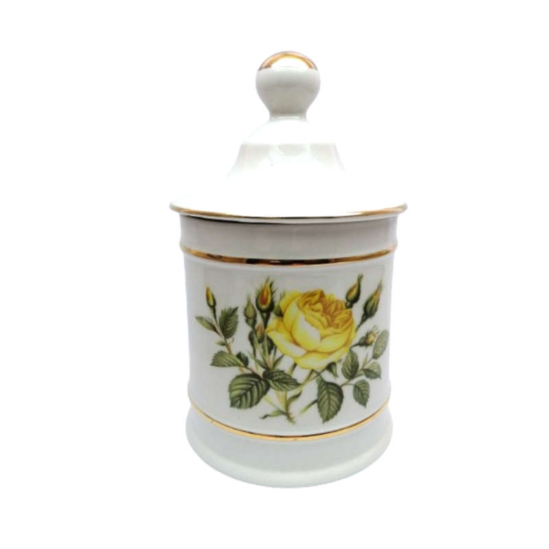 Old Foley Lidded Storage Jar Yellow Roses