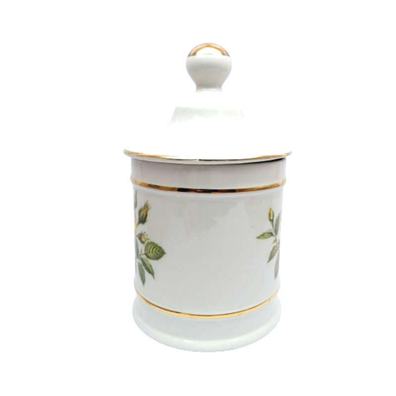 Old Foley Lidded Storage Jar Yellow Roses