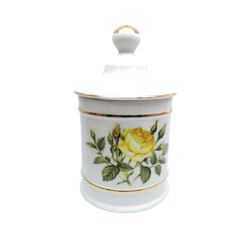 Old Foley Lidded Storage Jar Yellow Roses