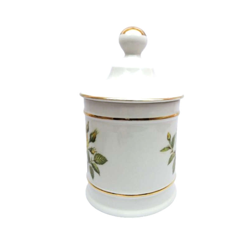 Old Foley Lidded Storage Jar Yellow Roses