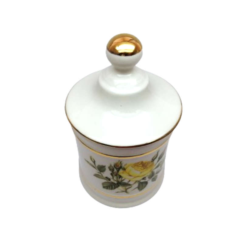 Old Foley Lidded Storage Jar Yellow Roses