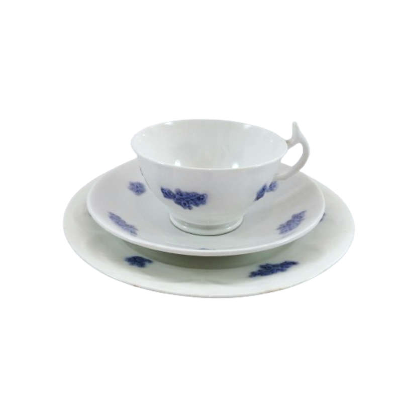 Adderley White with raised lilac flowers Trio