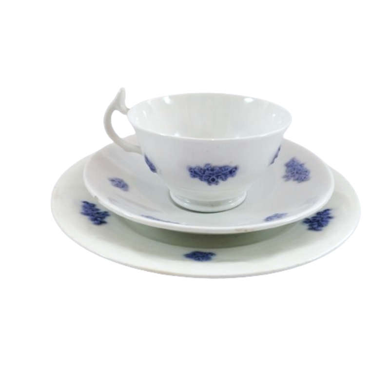 Adderley White with raised lilac flowers Trio