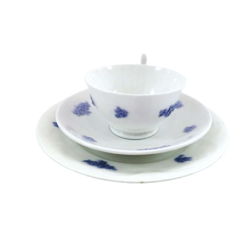Adderley White with raised lilac flowers Trio