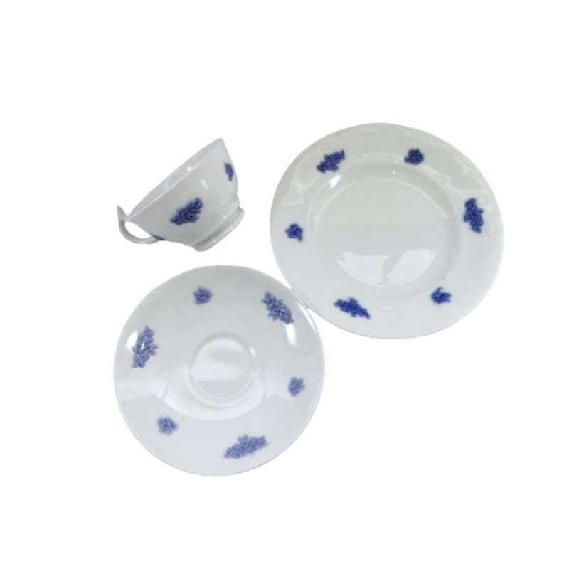 Adderley White with raised lilac flowers Trio