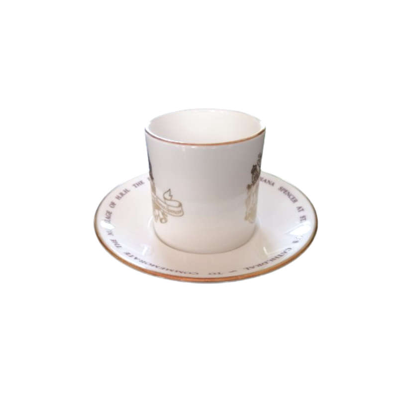 Royal Worcester Coffee Cup & Saucer To Commemorate Charles & Diana Wedding