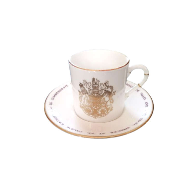 Royal Worcester Coffee Cup & Saucer To Commemorate Charles & Diana Wedding