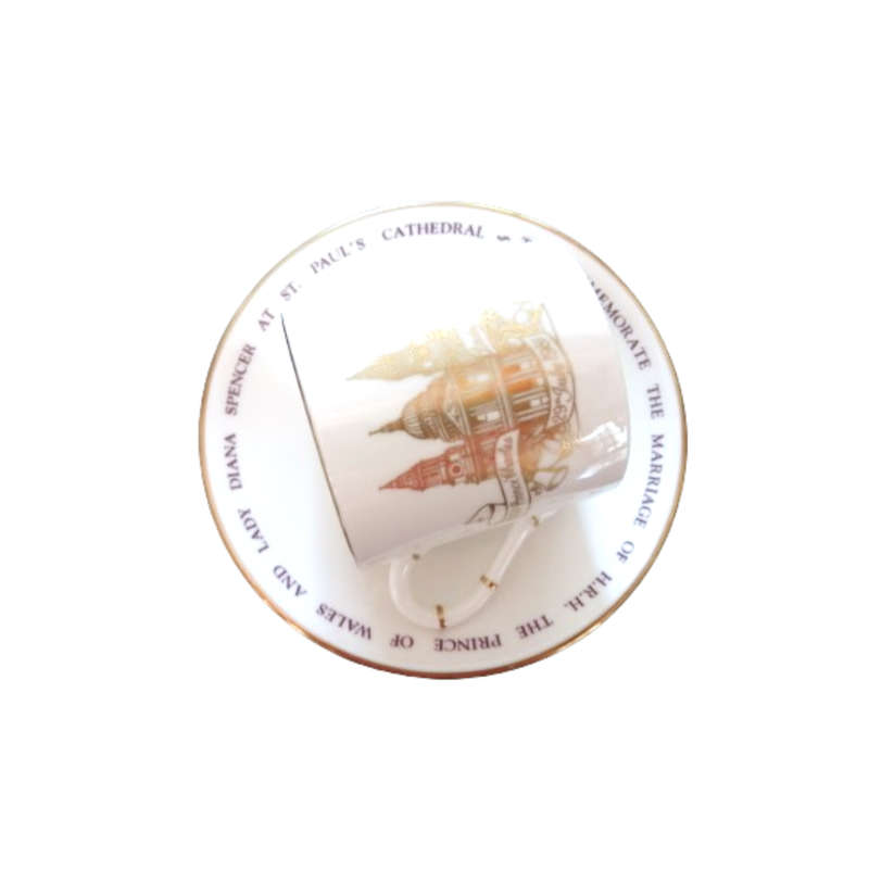 Royal Worcester Coffee Cup & Saucer To Commemorate Charles & Diana Wedding