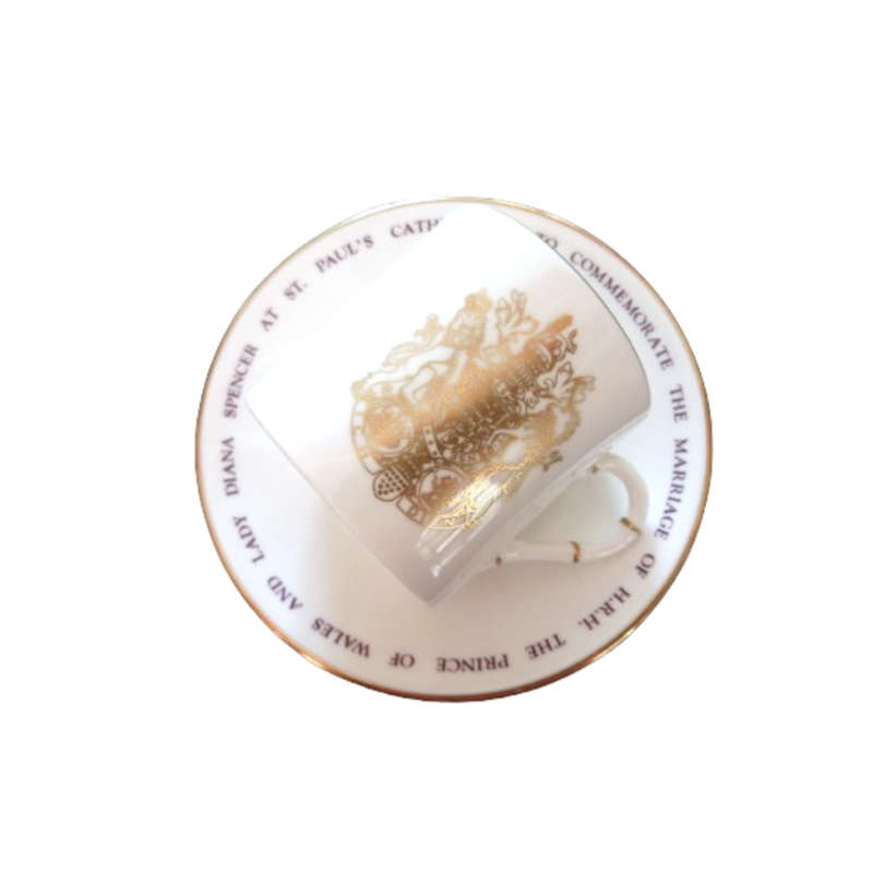 Royal Worcester Coffee Cup & Saucer To Commemorate Charles & Diana Wedding