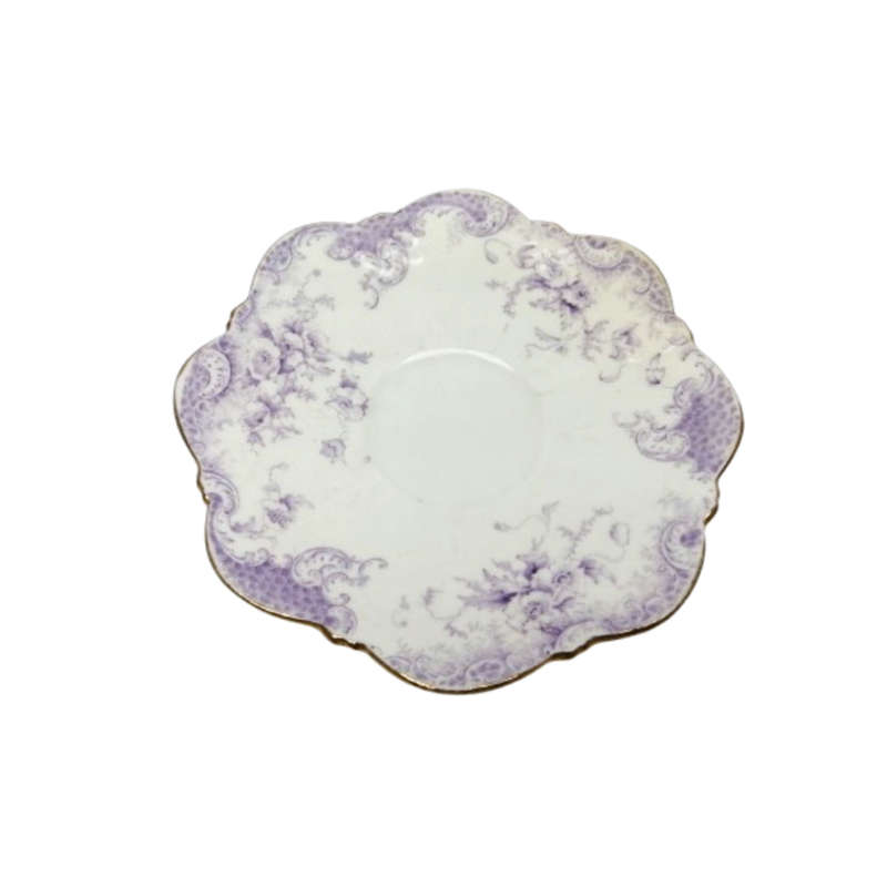 Antique Bone China White with Lilac Flowers Trio