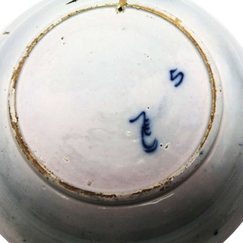 Antique 18th-Century Dutch Delft charger with the `Peacock` pattern, circa 1750