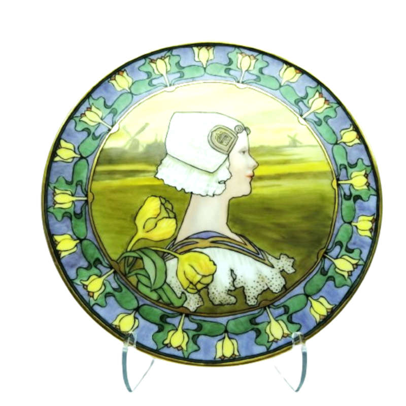 Limoges Art Deco Hand Painted Large Plate c.1920