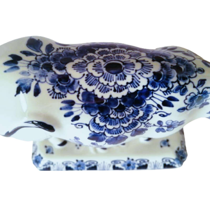 De Porcrleyne Fles Royal Delft Blue and White Right facing Bull Cow c.1959