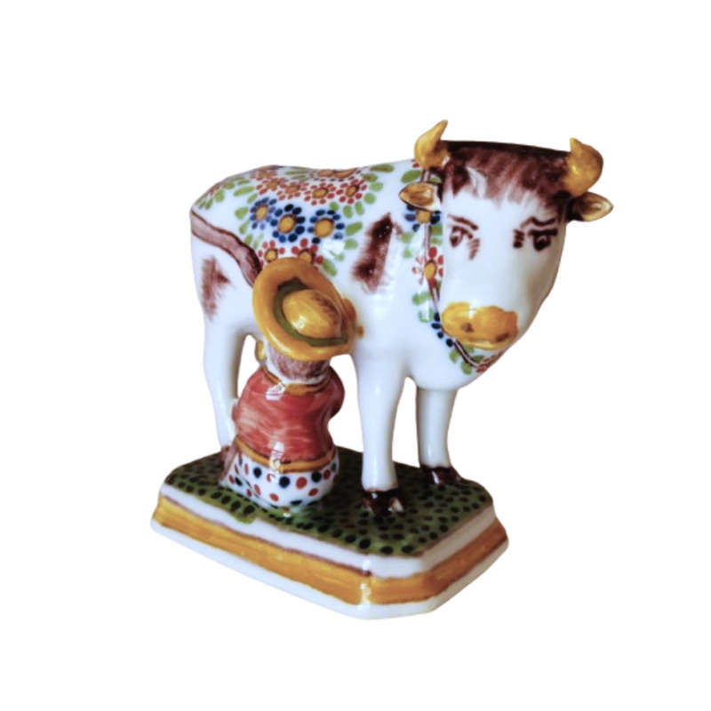 Delft Makkuer Large Hand Painted Porcelain Cow Bull c1960