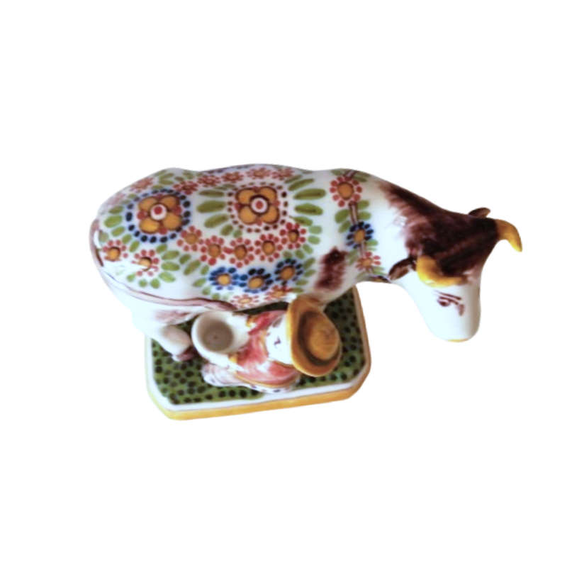 Delft Makkuer Large Hand Painted Porcelain Cow Bull c1960