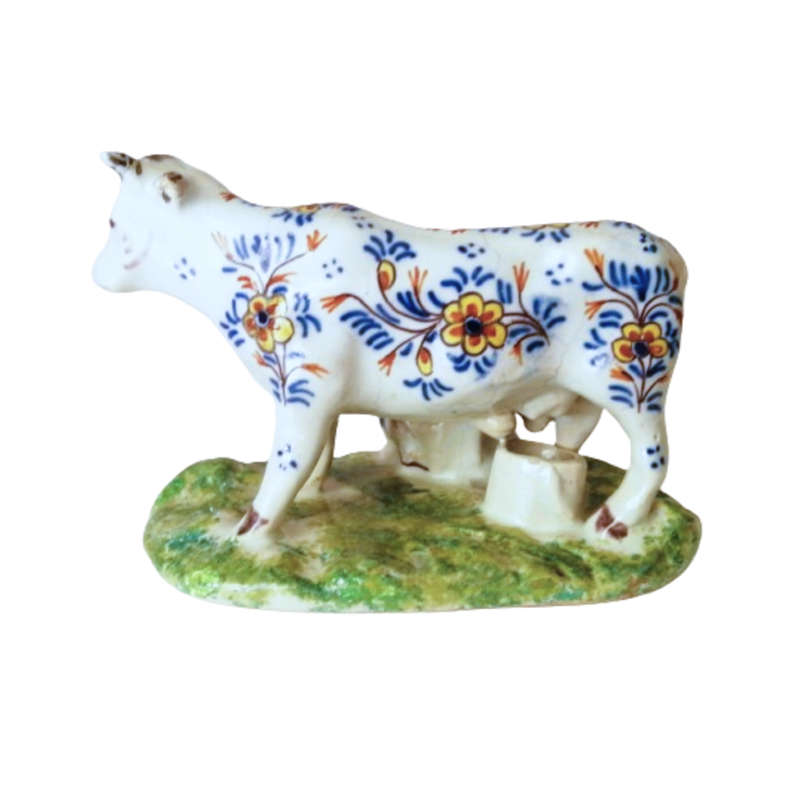 Delft Polychrome Cow and Milkmaid Porceleyne Lampetkan 1778-1811