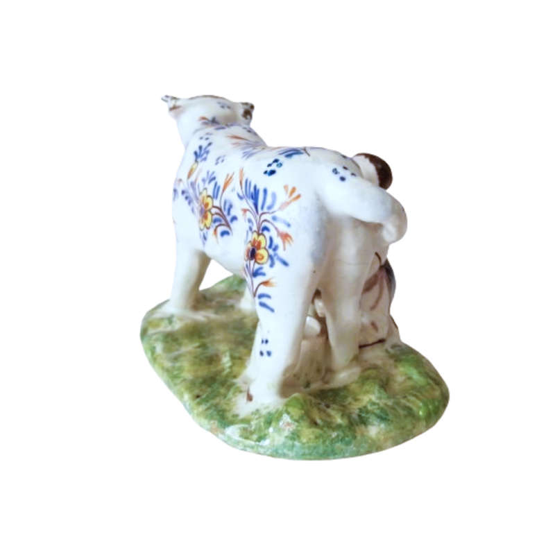 Delft Polychrome Cow and Milkmaid Porceleyne Lampetkan 1778-1811