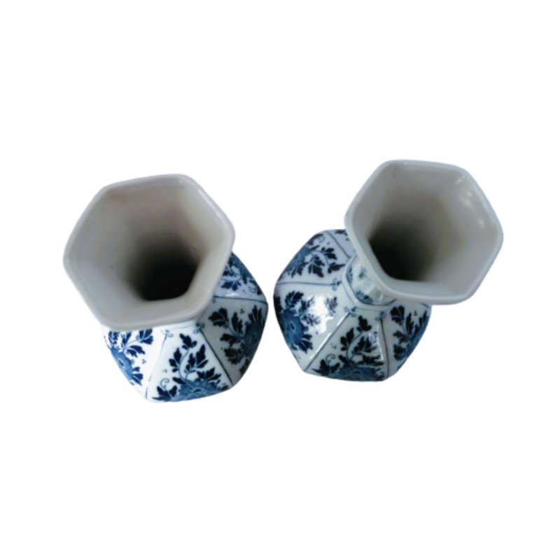 A pair of early 20th century Mosa Maastricht delft blue and white vases