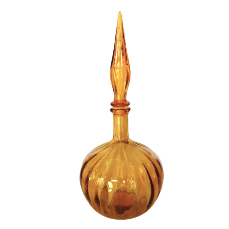 Amber Genie Bottle with stopper  Circa 1950