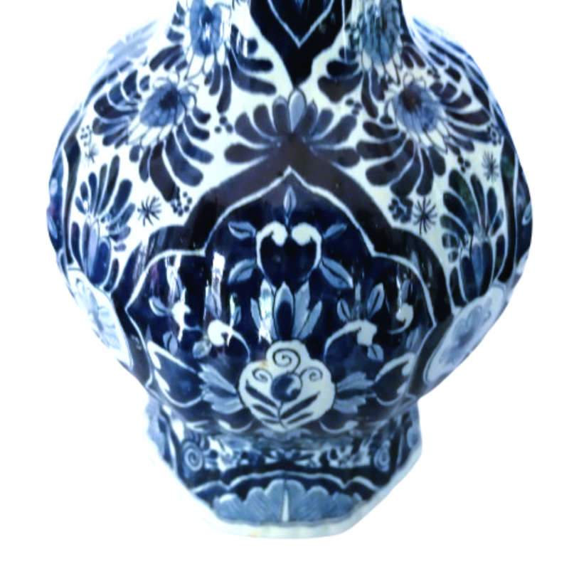 Antique Delft Blue Knobbelvass De Klaauw c.1700 Delft Blue Pottery Vase