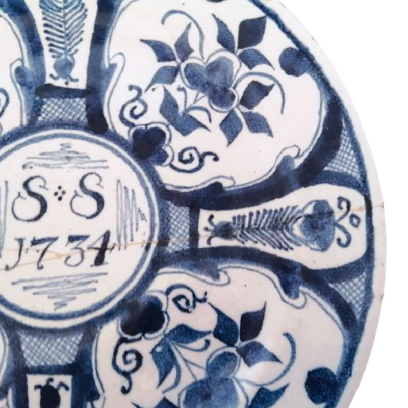 Antique Delft Blue Holland c18th Decorative Wedding Wall Plate
