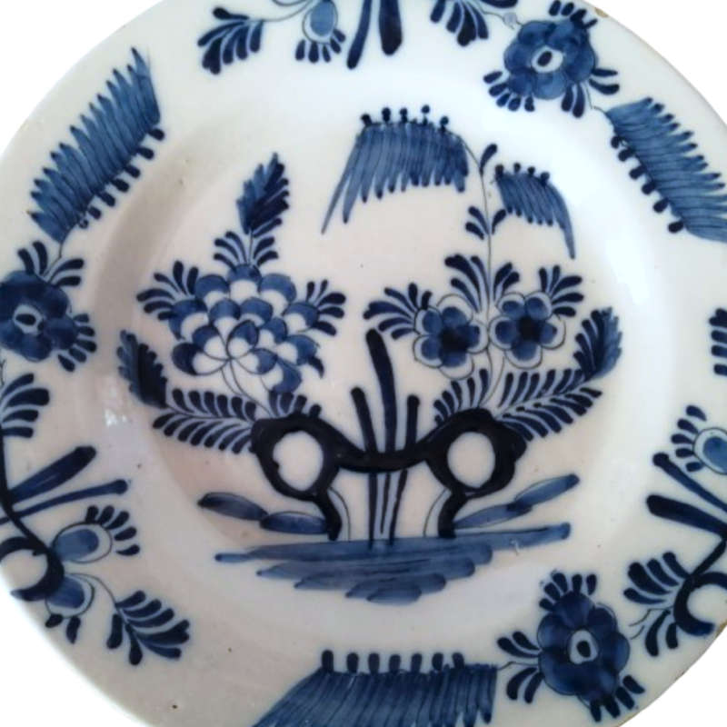 Holland Delft Antique c18th Decorative Wall Plate Hand Painted