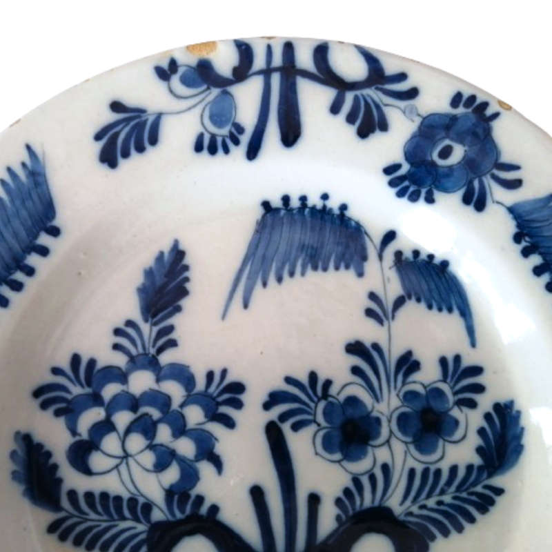 Holland Delft Antique c18th Decorative Wall Plate Hand Painted