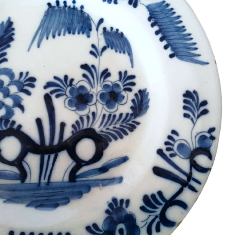 Holland Delft Antique c18th Decorative Wall Plate Hand Painted