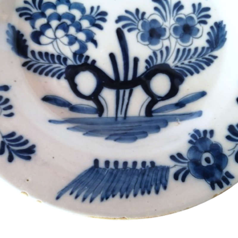 Holland Delft Antique c18th Decorative Wall Plate Hand Painted