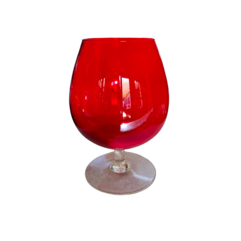 Huge Vintage 1960`s Ruby Red Empoli Italian Style Brandy Sniffer vase