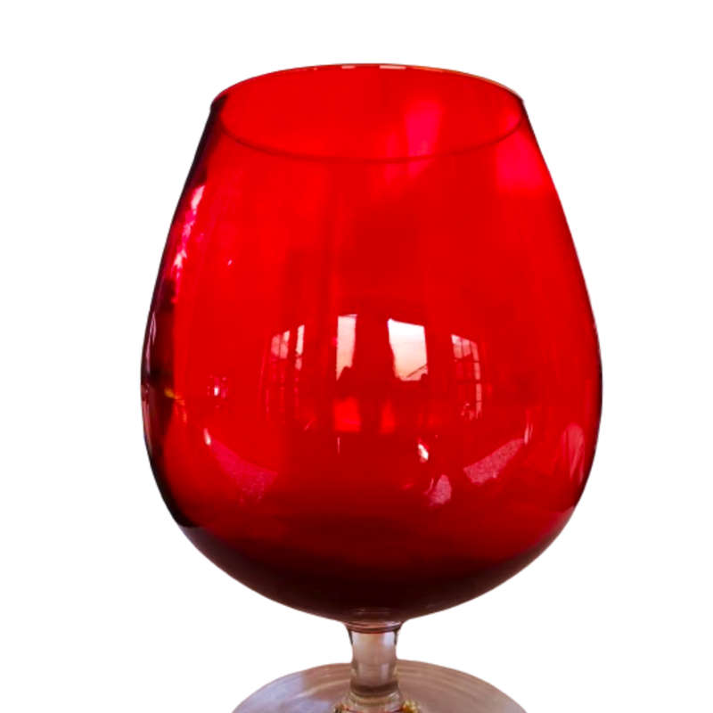 Huge Vintage 1960`s Ruby Red Empoli Italian Style Brandy Sniffer vase