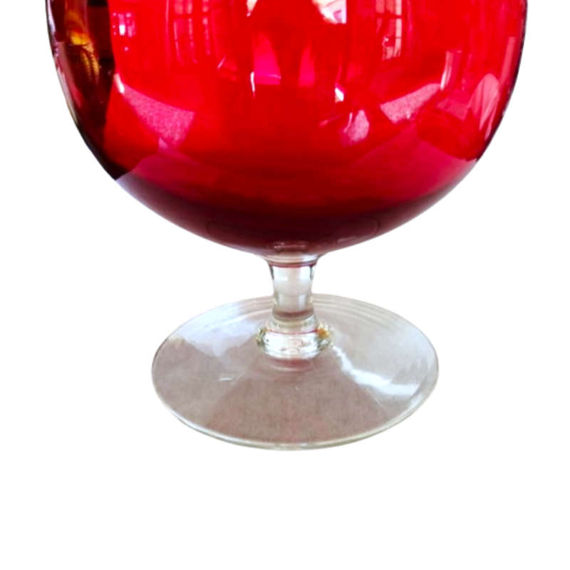 Huge Vintage 1960`s Ruby Red Empoli Italian Style Brandy Sniffer vase