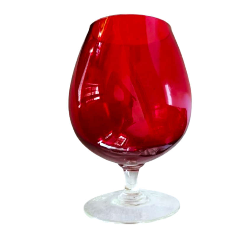 Huge Vintage 1960`s Ruby Red Empoli Italian Style Brandy Sniffer vase