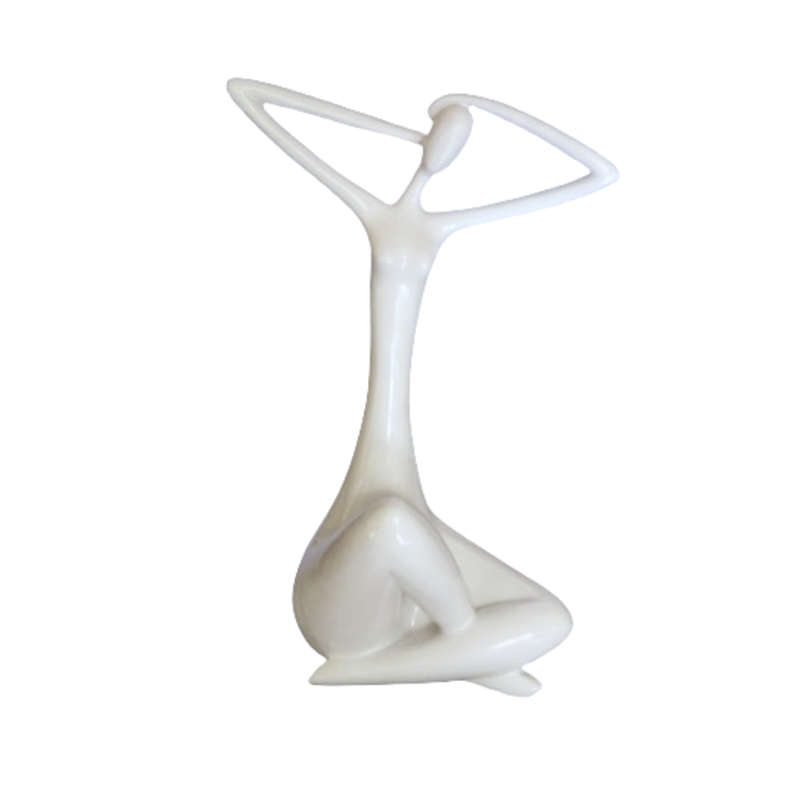 Modern Art Dancer in Action Dancer White Resin Statue