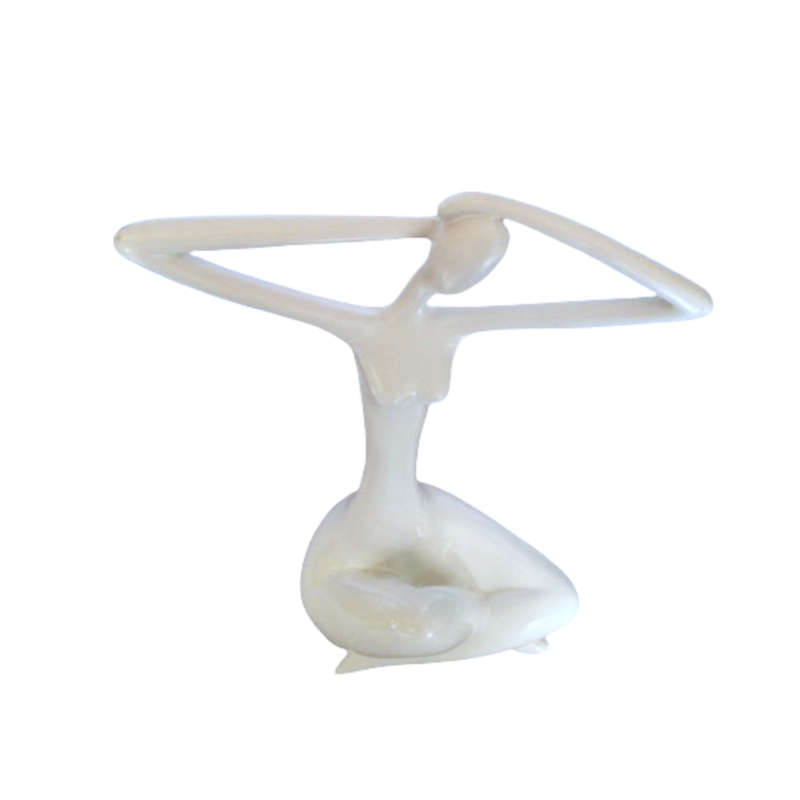 Modern Art Dancer in Action Dancer White Resin Statue