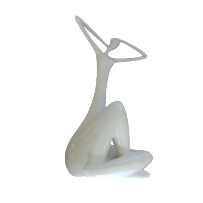 Modern Art Dancer in Action Dancer White Resin Statue